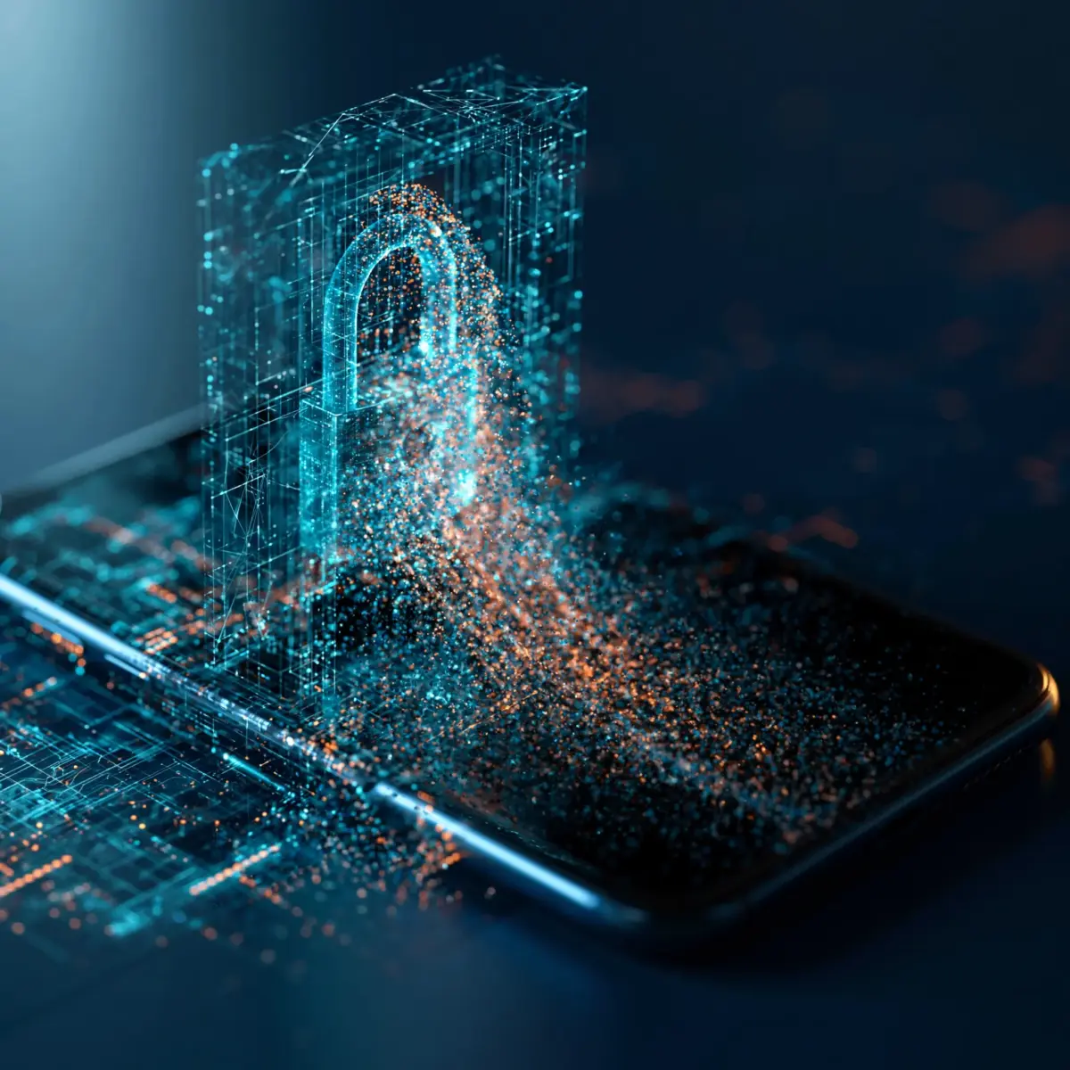 Representación visual de seguridad digital y tokenización en una infraestructura transaccional.